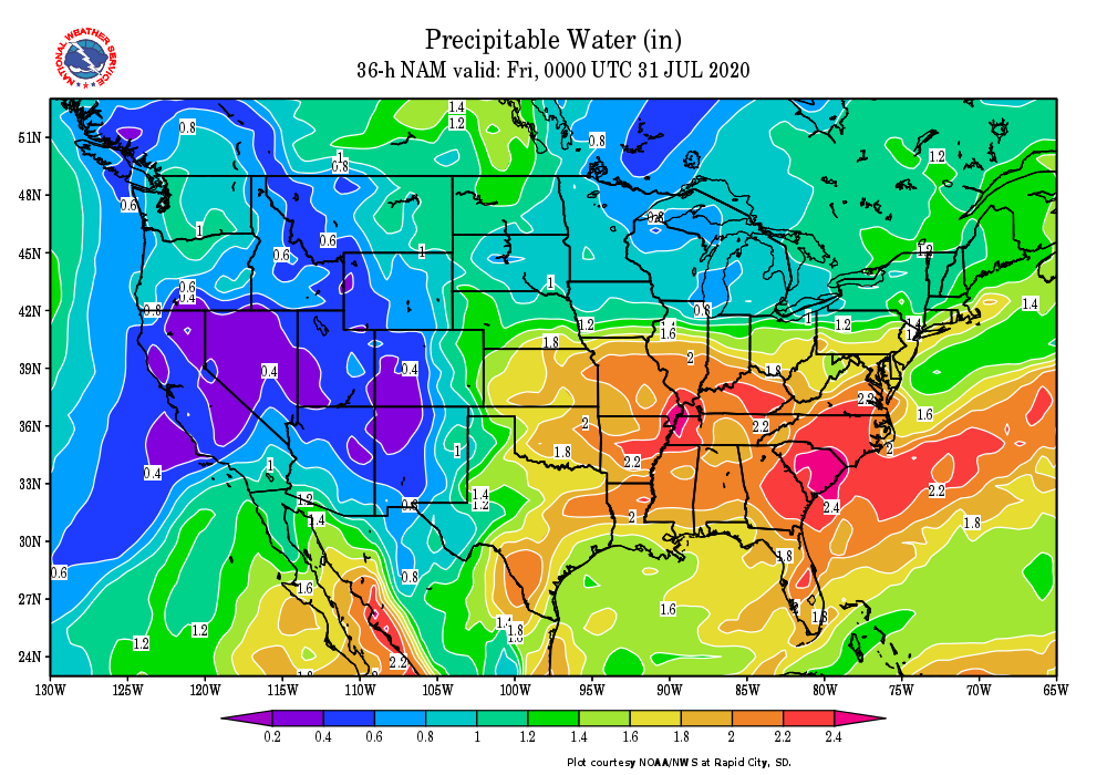 Friday’s moisture levels